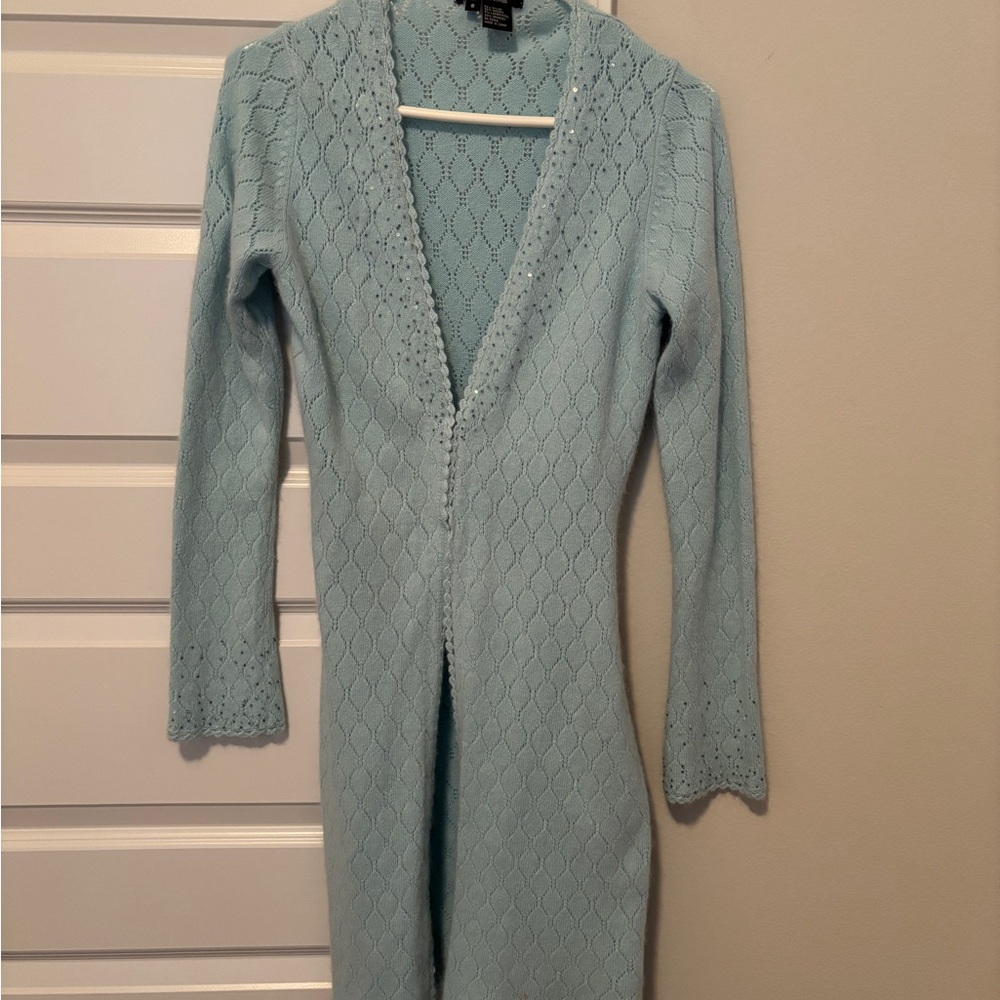 Karen Kane Light Blue Open-Front Cardigan